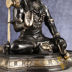 Pure Brass Handcrafted Lord Shiva Statue - 10.5" Midnight black