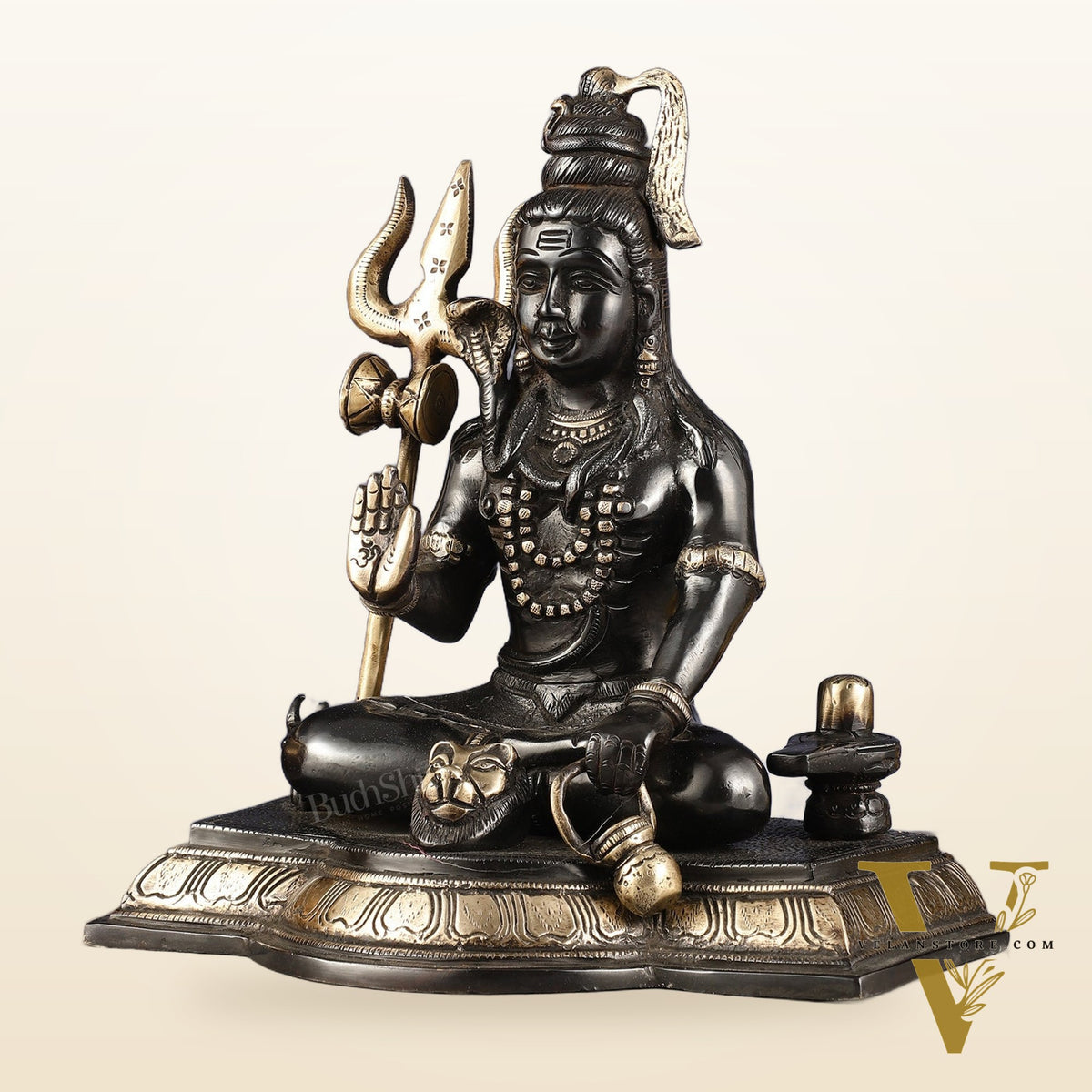 Pure Brass Handcrafted Lord Shiva Statue - 10.5" Midnight black