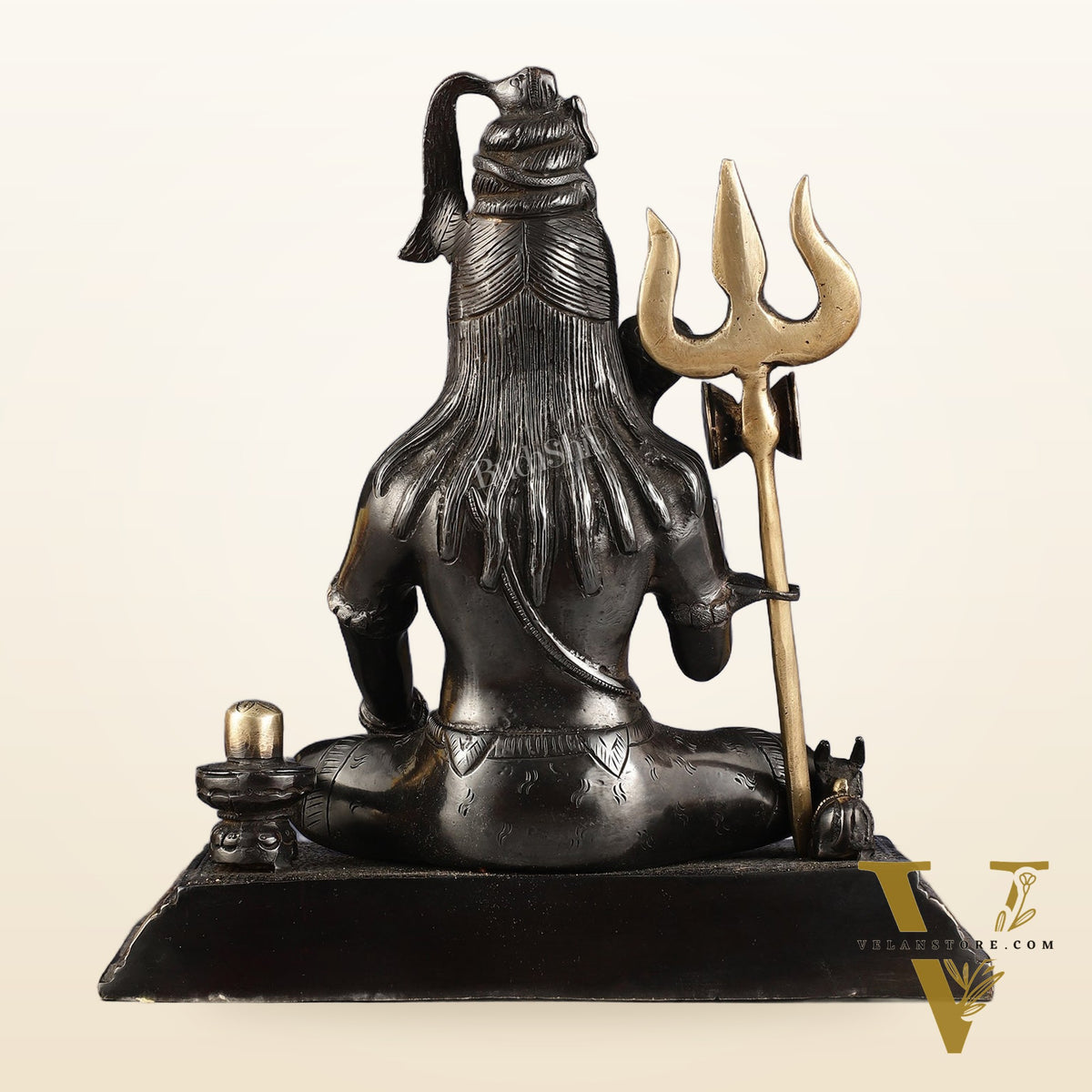 Pure Brass Handcrafted Lord Shiva Statue - 10.5" Midnight black