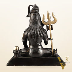 Pure Brass Handcrafted Lord Shiva Statue - 10.5" Midnight black
