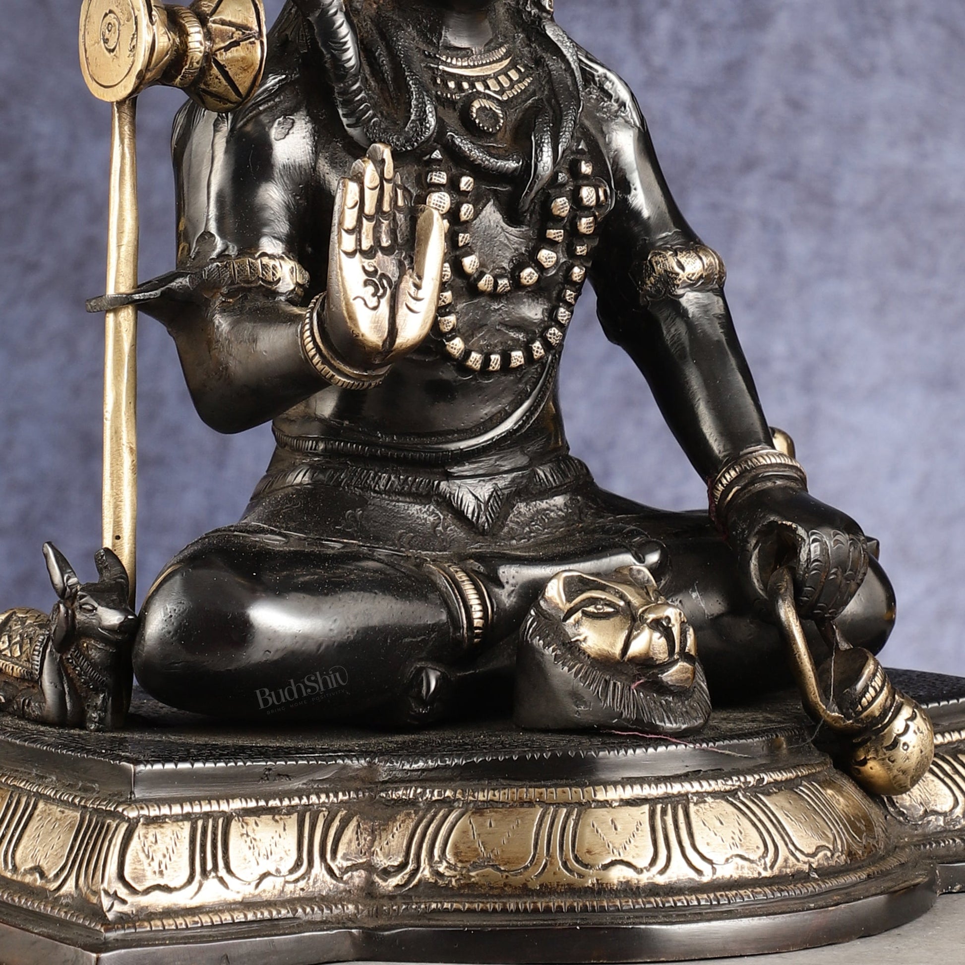 Pure Brass Handcrafted Lord Shiva Statue - 10.5" Midnight black