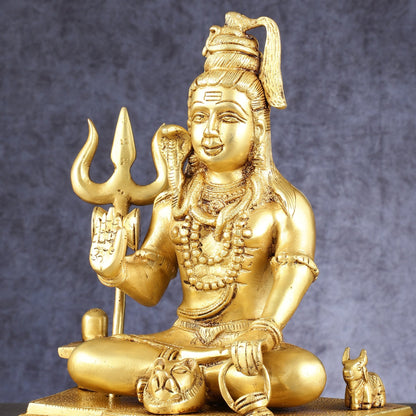 Pure Brass Handcrafted Lord Shiva Statue - 10.5"