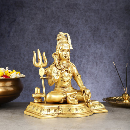 Pure Brass Handcrafted Lord Shiva Statue - 10.5"