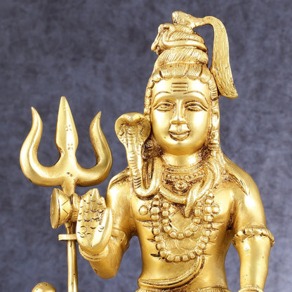Pure Brass Handcrafted Lord Shiva Statue - 10.5"