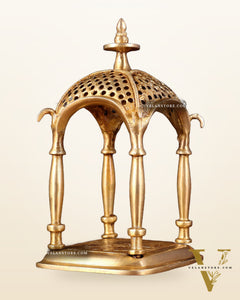 Pure Brass Handcrafted mandapam Temple with Jaali Work – 7" Height