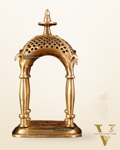 Pure Brass Handcrafted mandapam Temple with Jaali Work – 7" Height