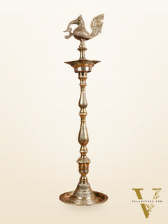 Pure Brass Handcrafted peacock inaugration lamp 4 feet