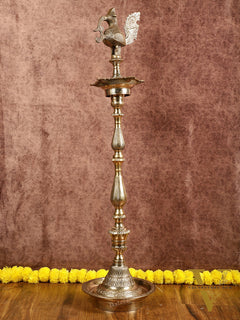 Pure Brass Handcrafted peacock inaugration lamp 4 feet