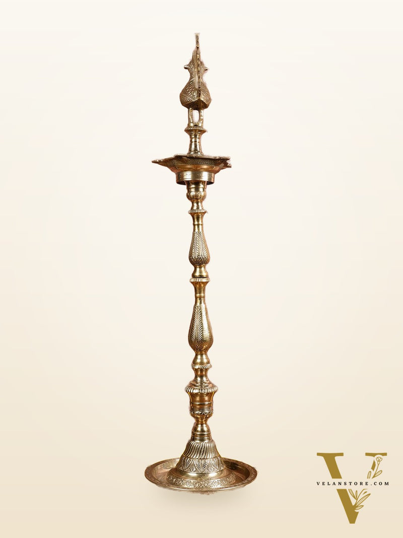 Pure Brass Handcrafted peacock inaugration lamp 4 feet