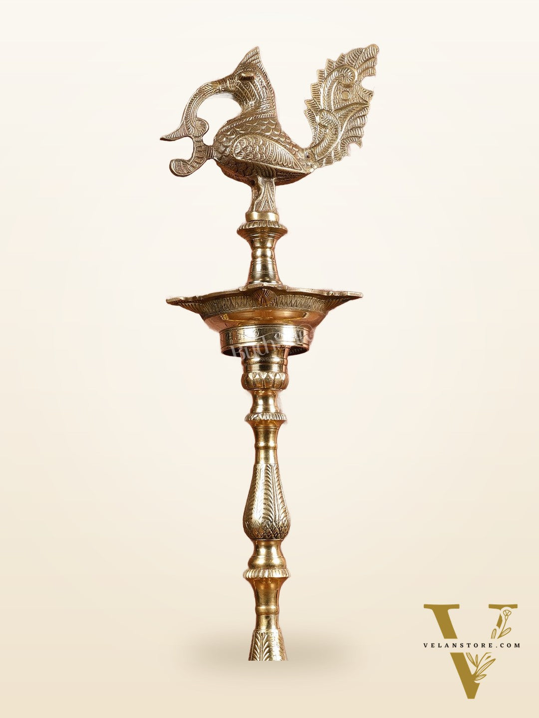 Pure Brass Handcrafted peacock inaugration lamp 4 feet