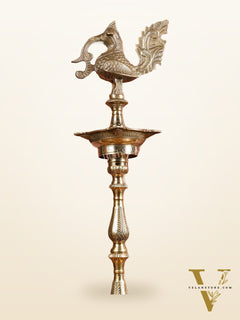 Pure Brass Handcrafted peacock inaugration lamp 4 feet