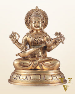 Pure Brass Handcrafted saraswati idol 13.5"