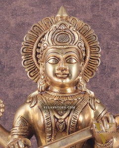 Pure Brass Handcrafted saraswati idol 13.5"