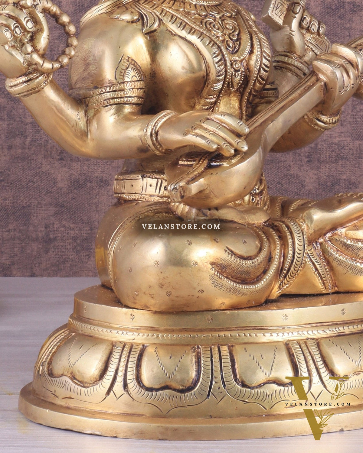 Pure Brass Handcrafted saraswati idol 13.5"