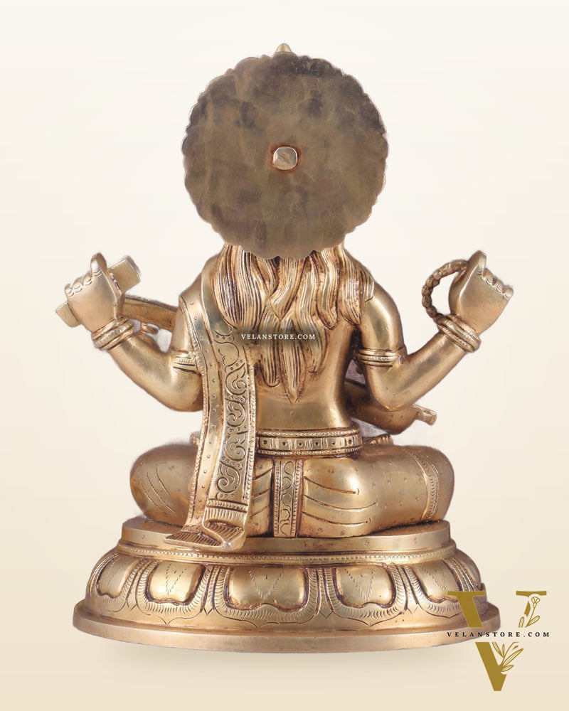 Pure Brass Handcrafted saraswati idol 13.5"