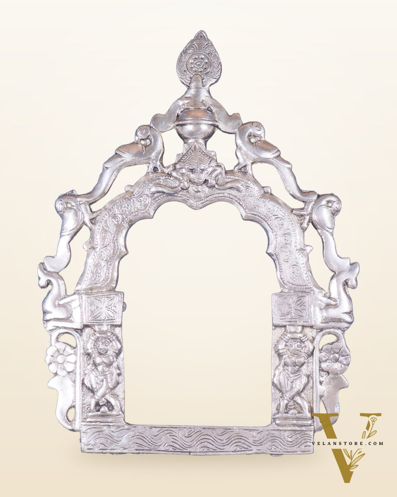 Pure Brass Handcrafted Silver-Plated Prabhavali – 13.5" x 10" | Elegant Wall Hanging