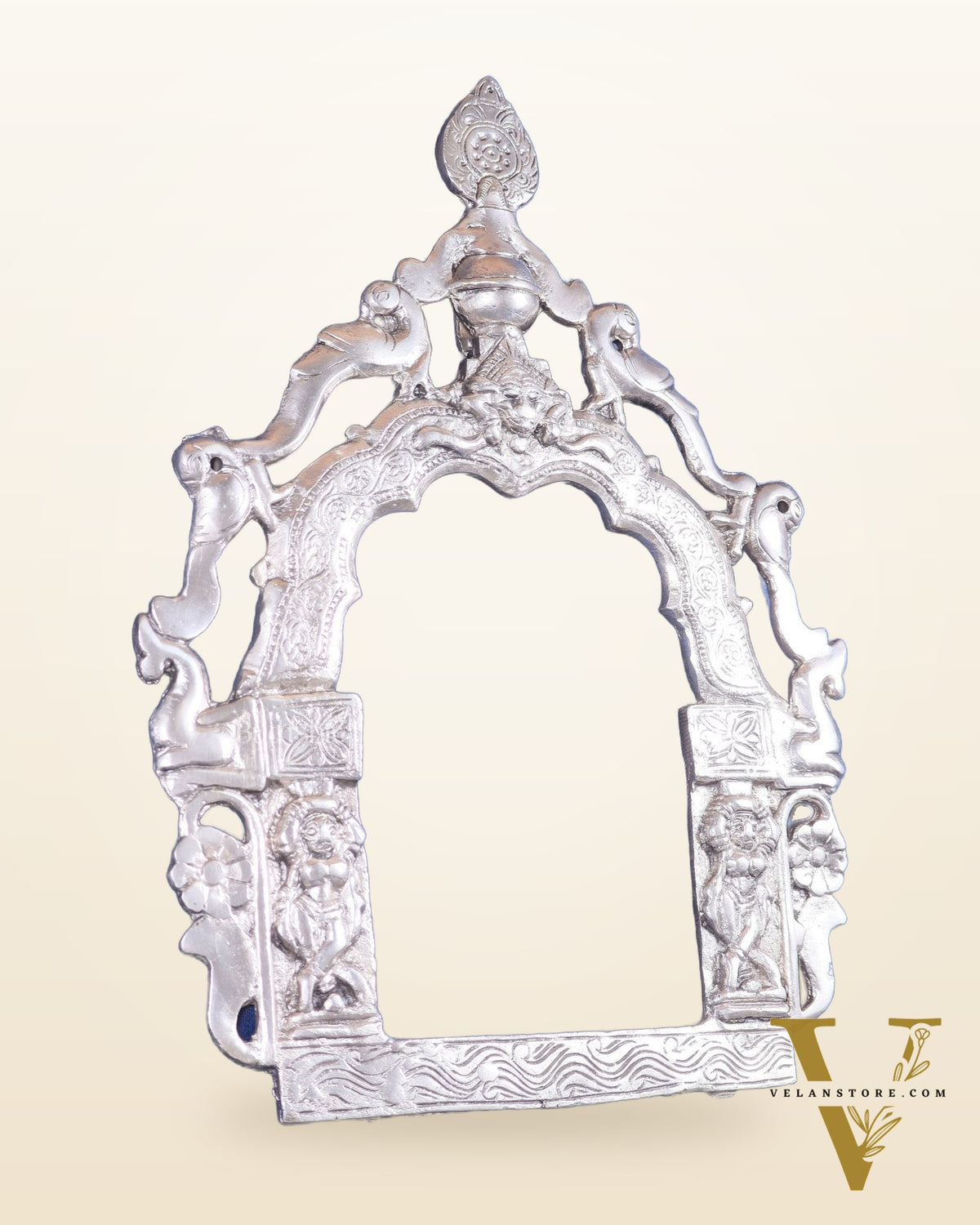 Pure Brass Handcrafted Silver-Plated Prabhavali – 13.5" x 10" | Elegant Wall Hanging