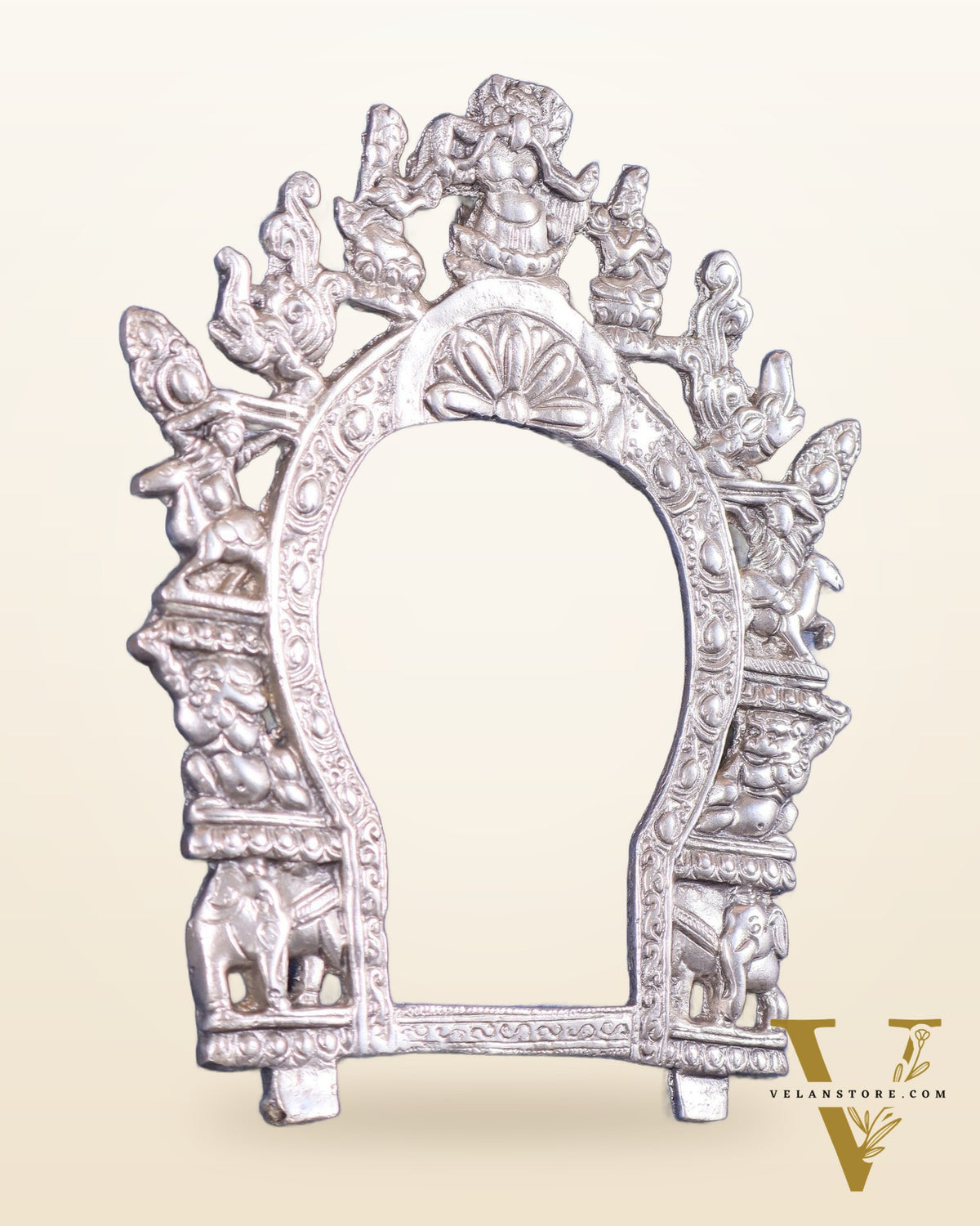 Pure Brass Handcrafted Silver-Plated Prabhavali wall hanging