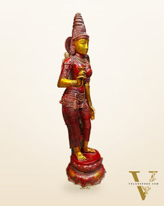 Pure Brass Handcrafted Standing Large Goddess Parvati Statue | 45" Height