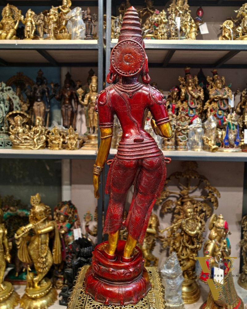 Pure Brass Handcrafted Standing Large Goddess Parvati Statue | 45" Height