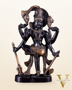 Pure Brass Handcrafted veer bhadra swamy Lord Shiva with 6 Arms - 13 inch