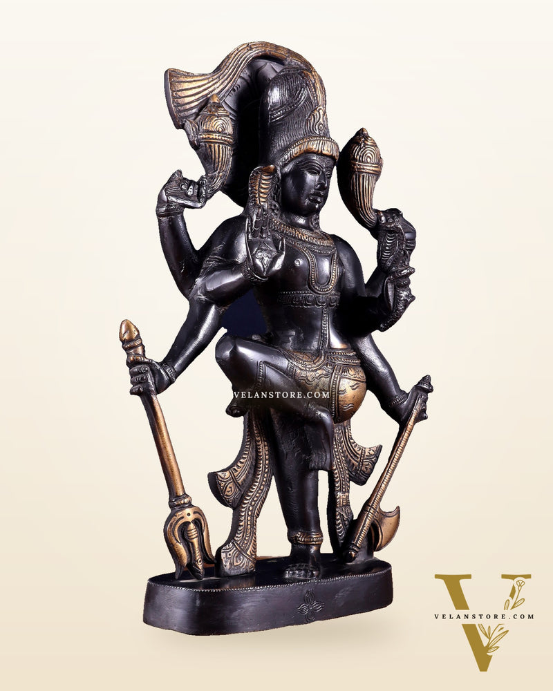 Pure Brass Handcrafted veer bhadra swamy Lord Shiva with 6 Arms - 13 inch
