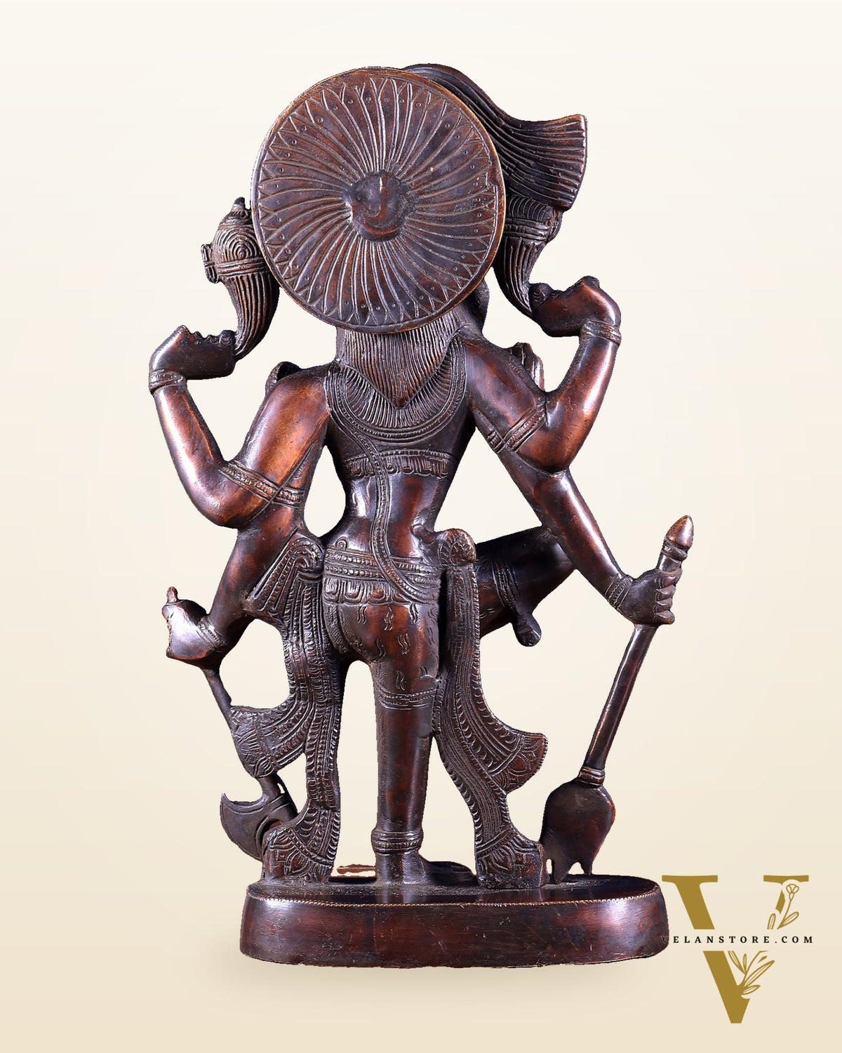 Pure Brass Handcrafted veer bhadra swamy Lord Shiva with 6 Arms - 13 inch vintage tone