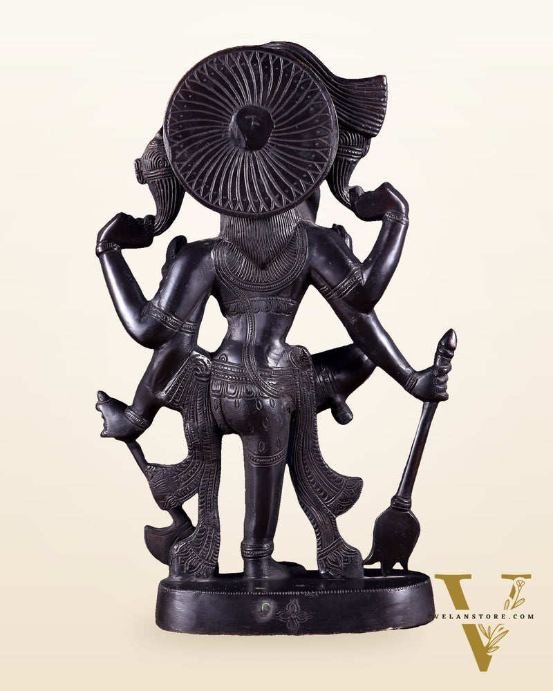 Pure Brass Handcrafted veer bhadra swamy Lord Shiva with 6 Arms - 13 inch