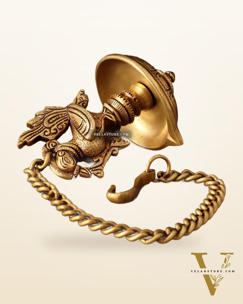Pure Brass Hanging Annam Diya – Single Wick 18"