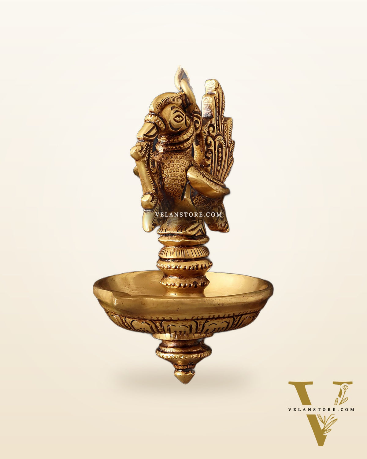 Pure Brass Hanging Annam Diya – Single Wick 18"