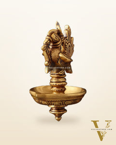 Pure Brass Hanging Annam Diya – Single Wick 18"