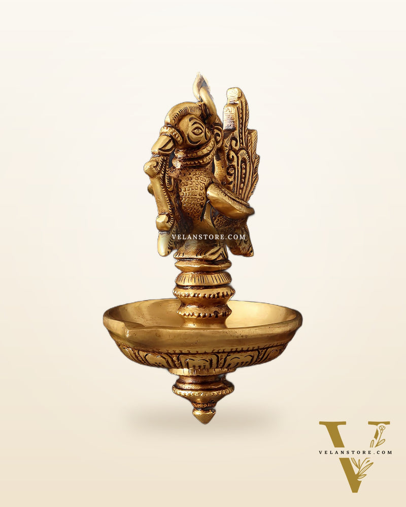 Pure Brass Hanging Annam Diya – Single Wick 18"