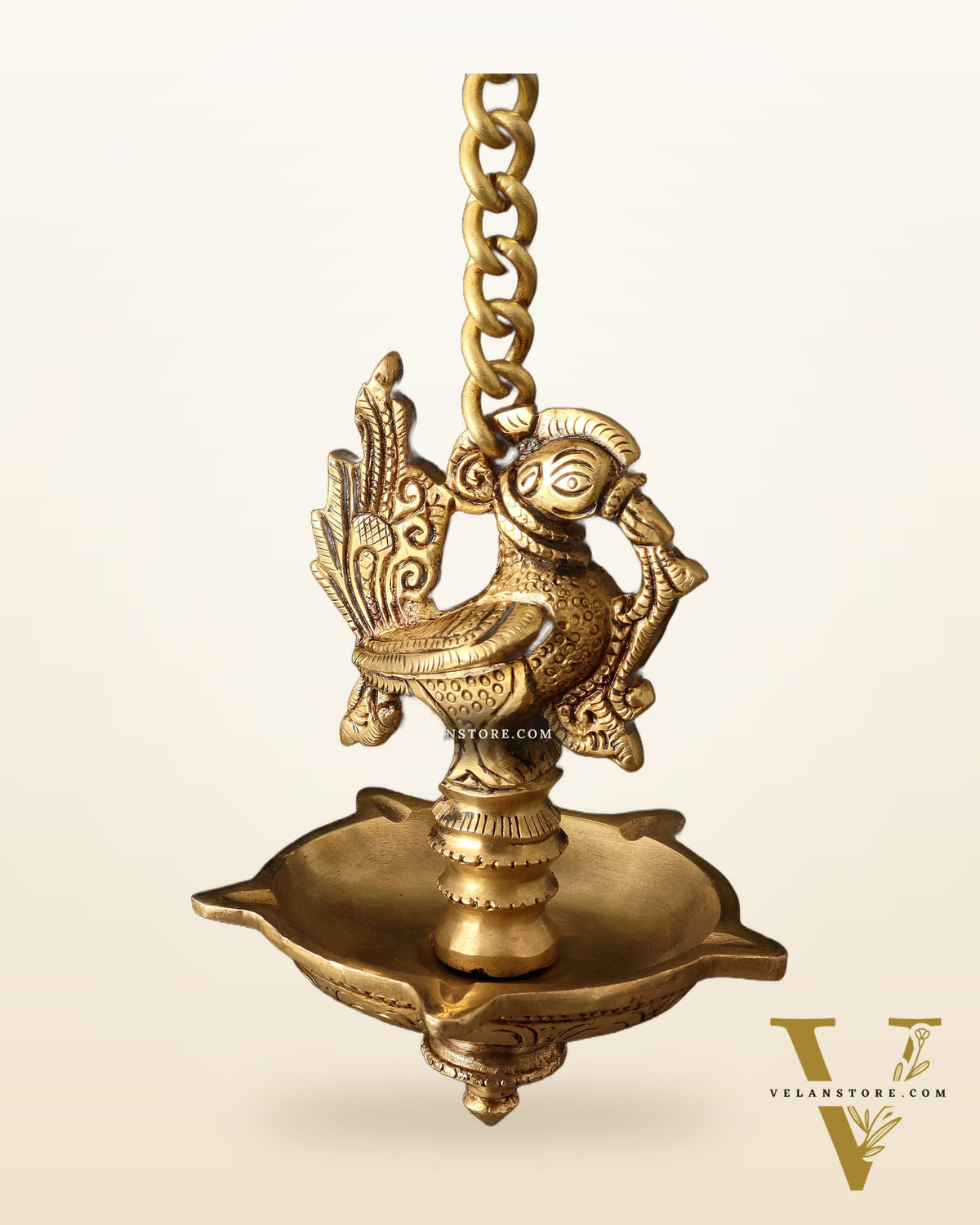 Pure Brass Hanging Annam Lamp with 5 Wicks