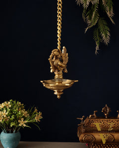 Pure Brass Hanging Annam Lamp with 5 Wicks