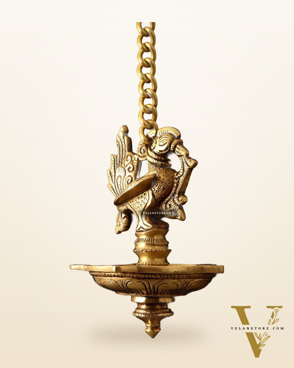 Pure Brass Hanging Annam Lamp with 5 Wicks