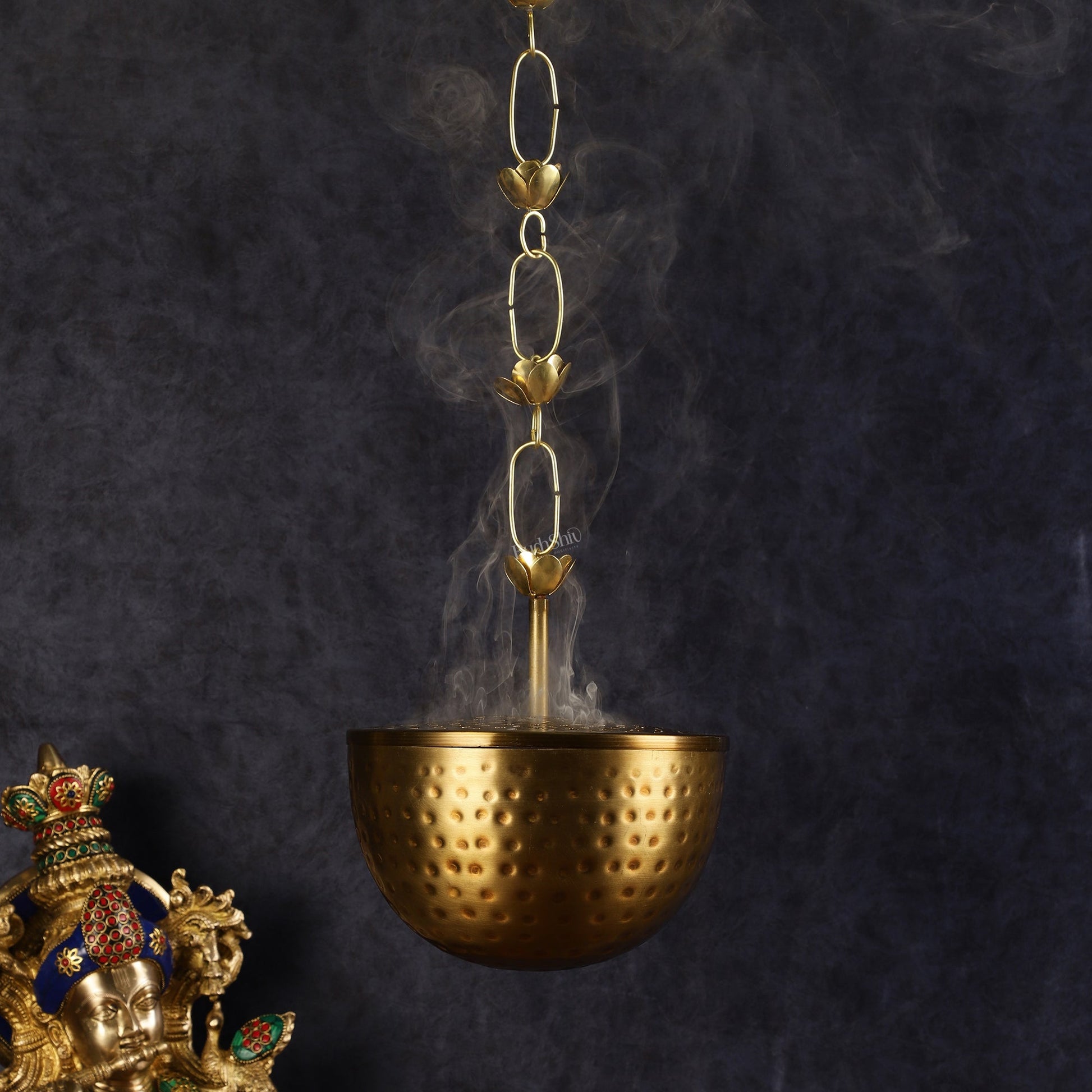 Pure Brass Hanging Lobandaan Dhoop Burner large