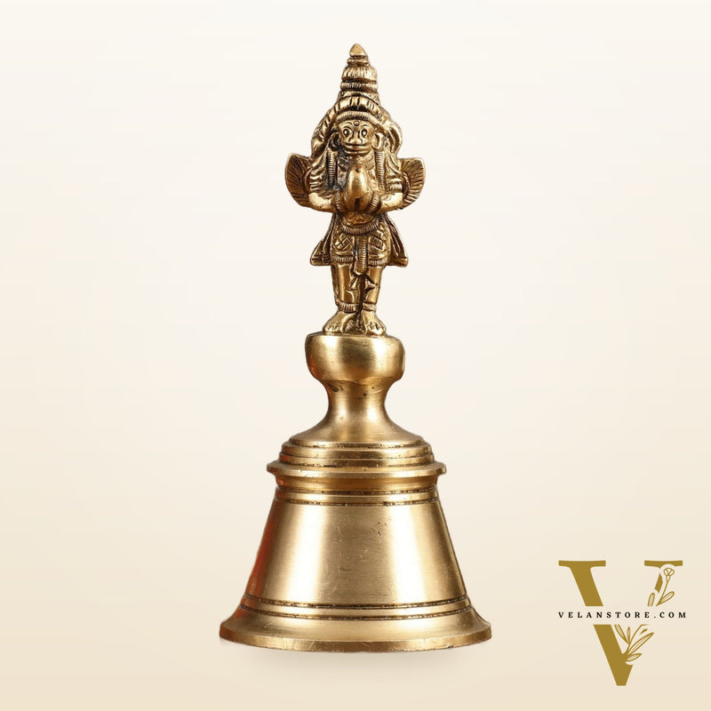Pure Brass Hanuman and Garuda Handbell - 6.5 in Height
