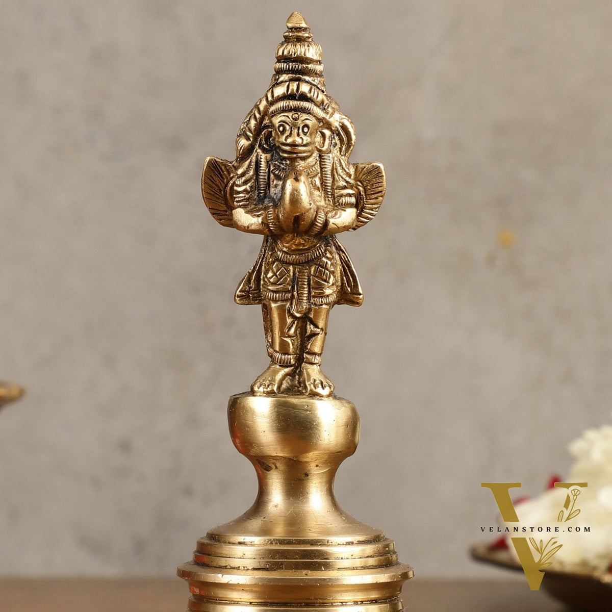Pure Brass Hanuman and Garuda Handbell - 6.5 in Height