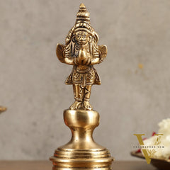 Pure Brass Hanuman and Garuda Handbell - 6.5 in Height