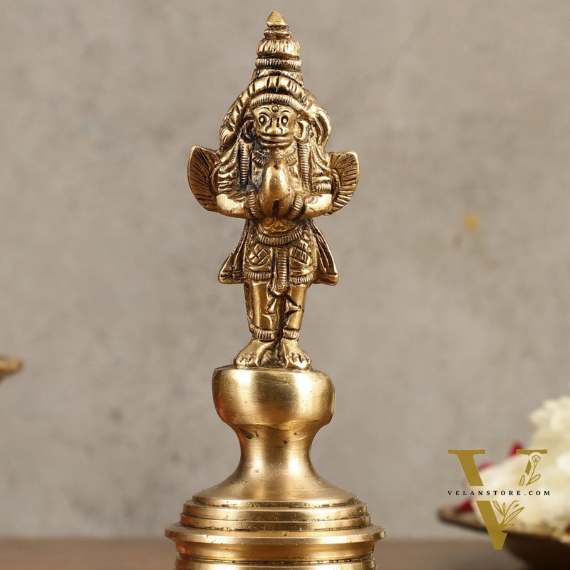 Pure Brass Hanuman and Garuda Handbell - 6.5 in Height