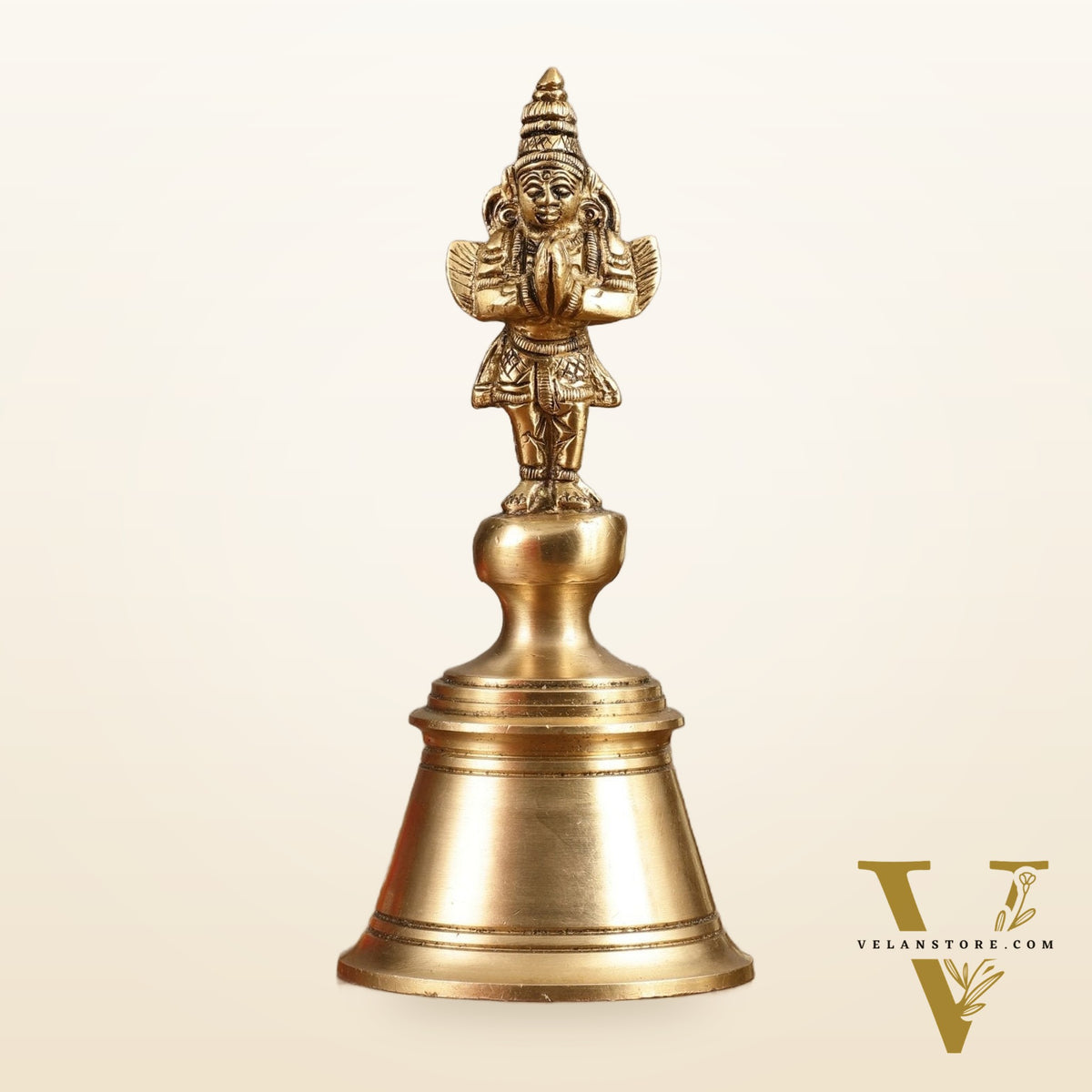 Pure Brass Hanuman and Garuda Handbell - 6.5 in Height