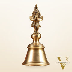 Pure Brass Hanuman and Garuda Handbell - 6.5 in Height