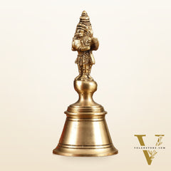 Pure Brass Hanuman and Garuda Handbell - 6.5 in Height