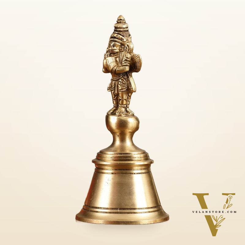 Pure Brass Hanuman and Garuda Handbell - 6.5 in Height
