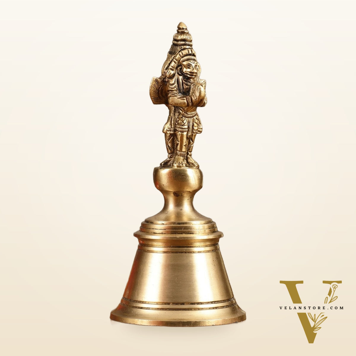 Pure Brass Hanuman and Garuda Handbell - 6.5 in Height
