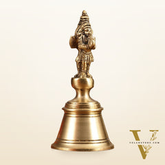 Pure Brass Hanuman and Garuda Handbell - 6.5 in Height