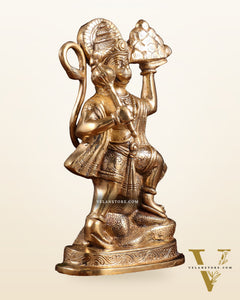 Pure Brass Hanuman Carrying Sanjeevani Mountain idol | 9 Inch Height