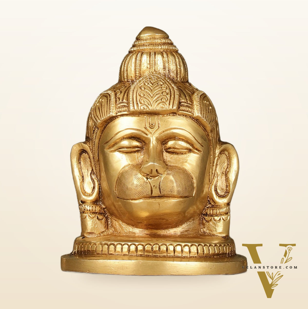 Pure Brass Hanuman Face Idol Table Accent 5.5 "