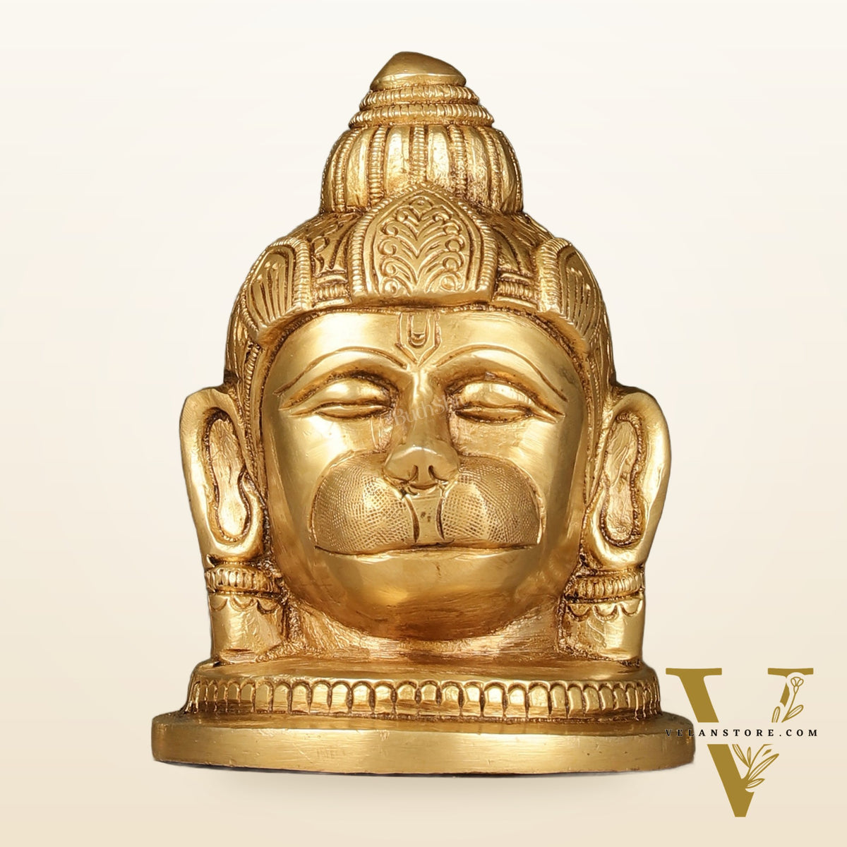 Pure Brass Hanuman Face Idol Table Accent 5.5 "