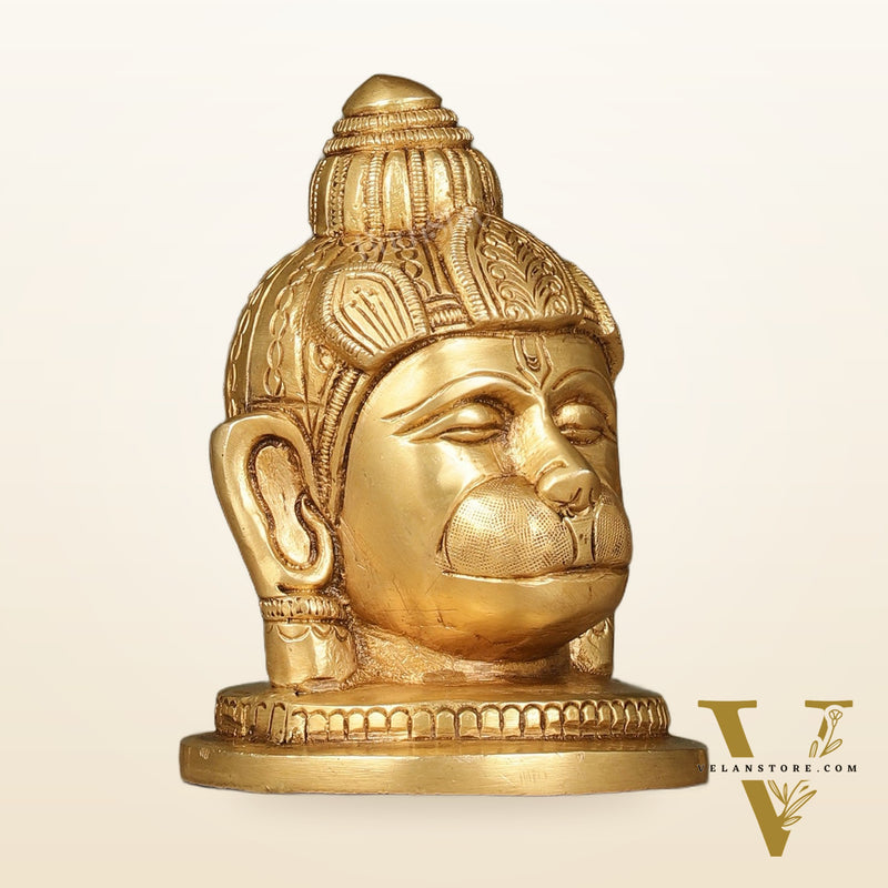 Pure Brass Hanuman Face Idol Table Accent 5.5 "